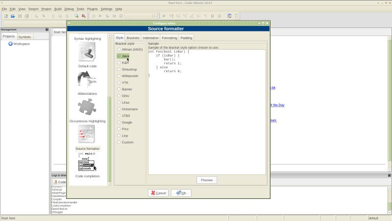 Setare formatare stil Java